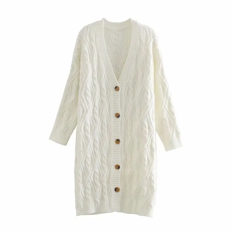 

2020 Autumn New Women Knit Cardigan V-neckline Long Sleeves Button Long Sweater Fashion Casual femme vetement ropa mujer