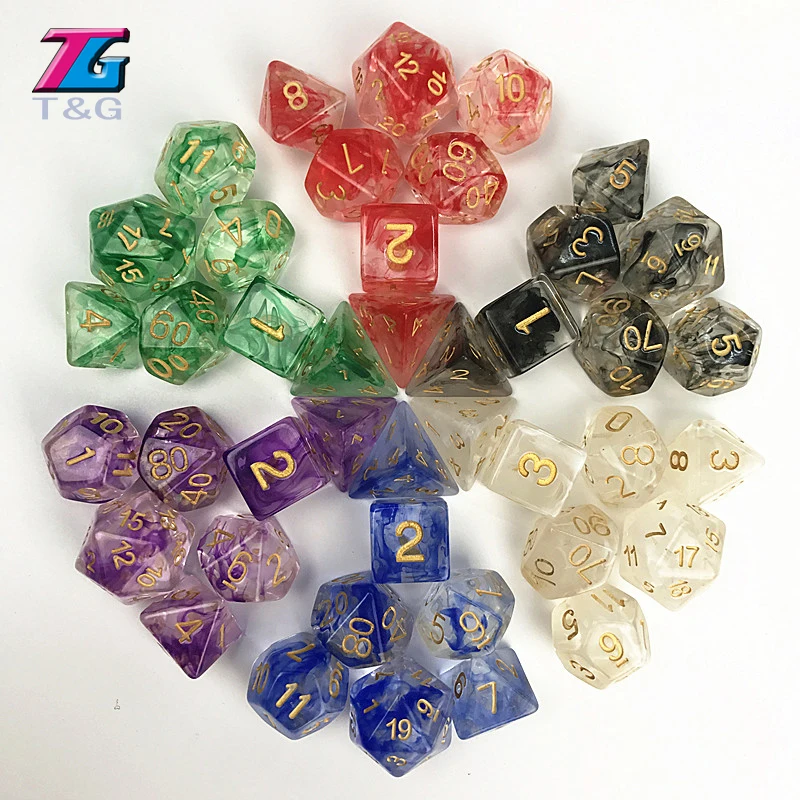 Новинка! 7 шт./компл. Новые кости полигедрал туманность игра DnD plus сумка d4 d6 d8 d10 d12 d20