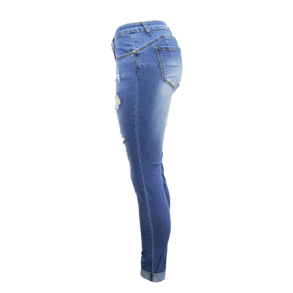 

Women Jeans Hole Skinny Pencil Denim Jeans Stretch Slim Fitness Pants Trousers Casual Mid Waist Skinny Ripped Denim Pants#YL10