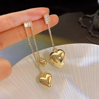 metallic gold color heart earring female heart shaped dangle metallic earring 2021 new fashion earrings drop earrings