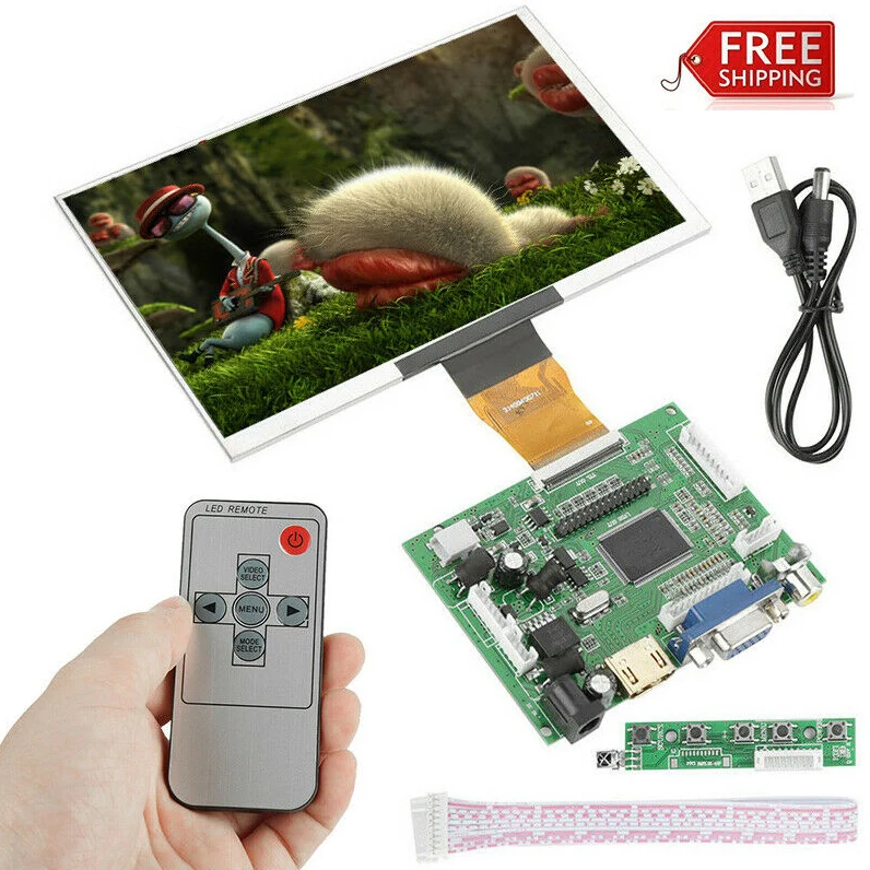 

7 дюймов ЖК-дисплей Экран Дисплей монитор для Raspberry Pi + Драйвер платы HDMI/VGA/2AV