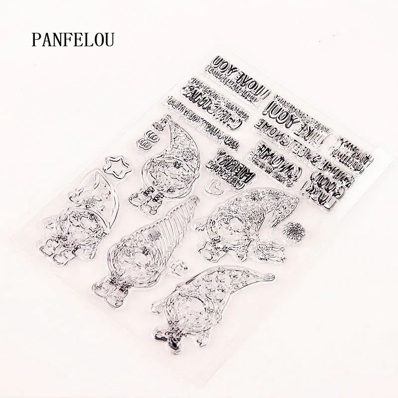 PANFELOU 10 5x15 см Пасхальный эльф прозрачные силиконовые резиновые штампы мультфильм