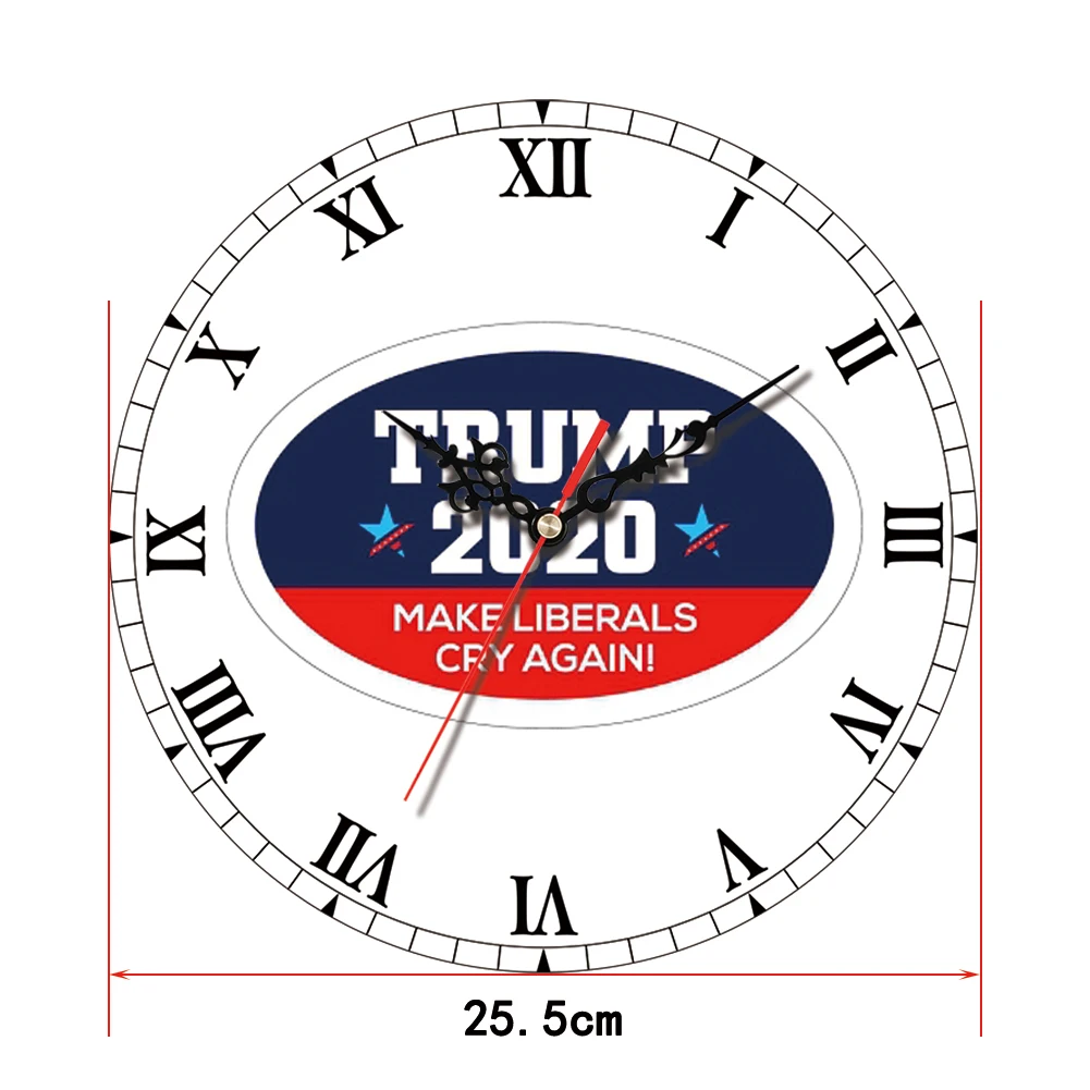 

Wall Clocks Trump 2020 Pattern Roman Digital Dial Quartz Without Battery Family Hour Customizable Text Logo Free Shipping