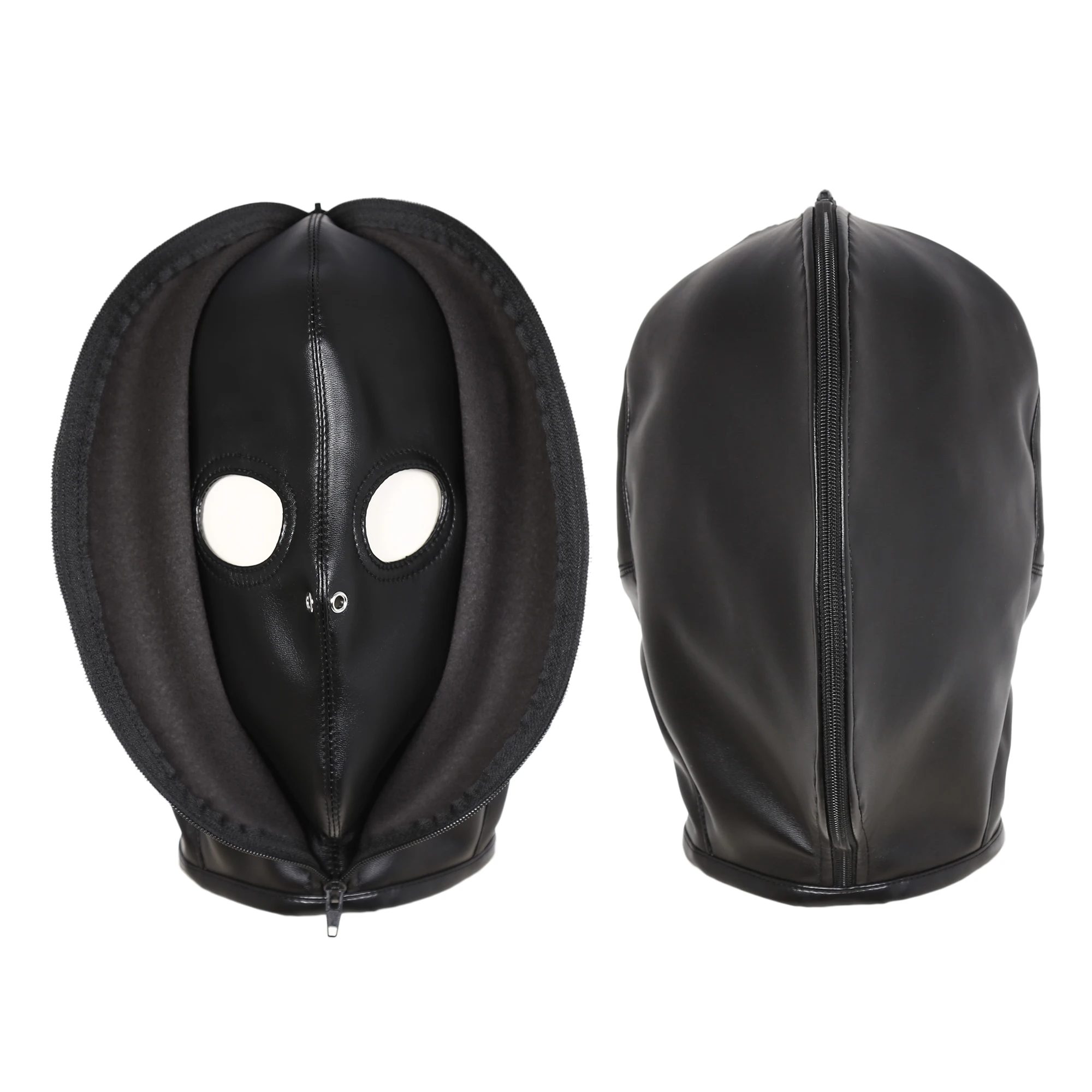 

LoveFun Strict Leather Premium with Open Eye Removable Muzzle Bondage Fetish Slave Hood Fantasy Face Toy