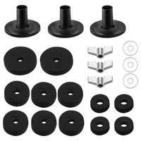 abs blacksilver metal cotton felt pad drum kit 21pcs drum accessories set cymbal felts cymbal sleeves wing nuts washers kit