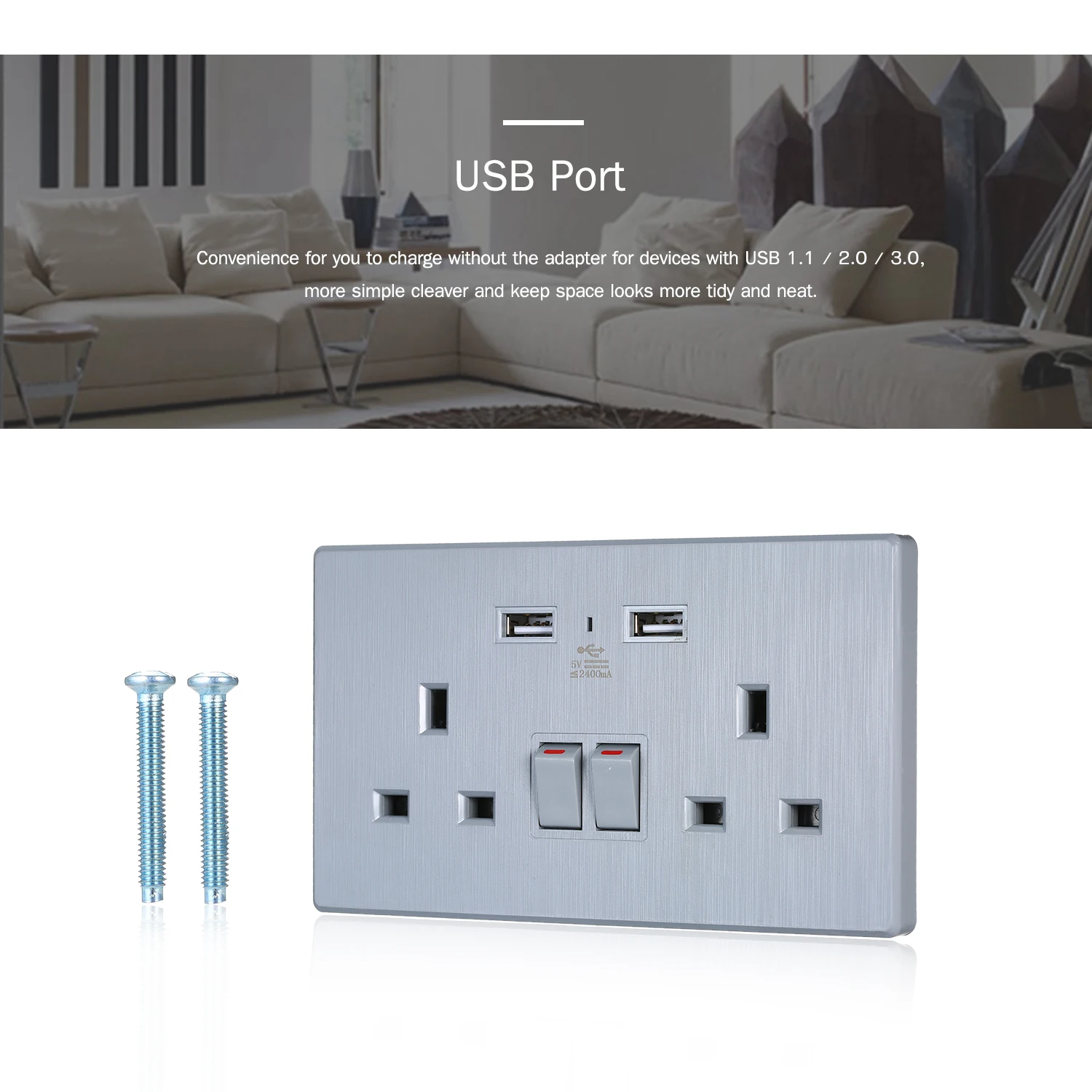 2 Gang 5V 4 AUSB стены дома Зарядное устройство разъем адаптера Dual USB Порты и разъёмы