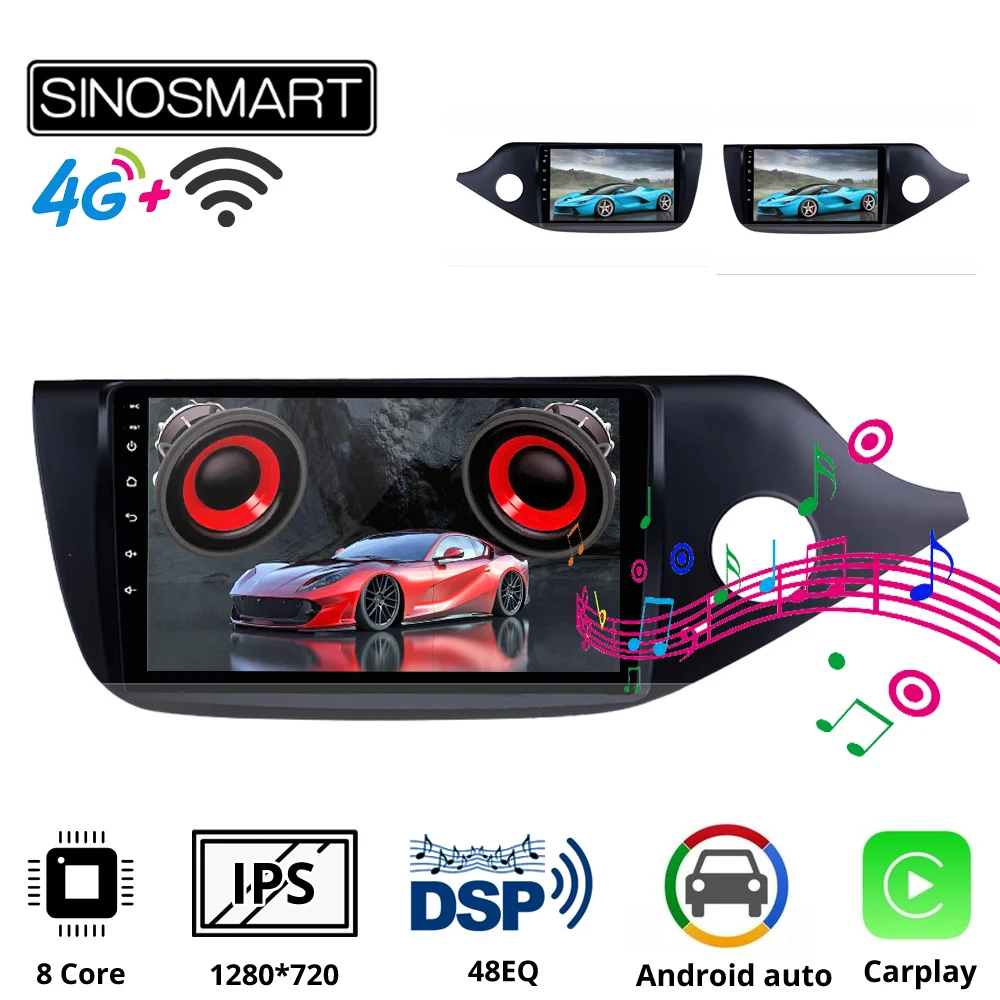 Sinosmart автомобильный радиоприемник с навигацией GPS для Kia Ceed 2din 2.5D IPS/QLED экран 8 ядер