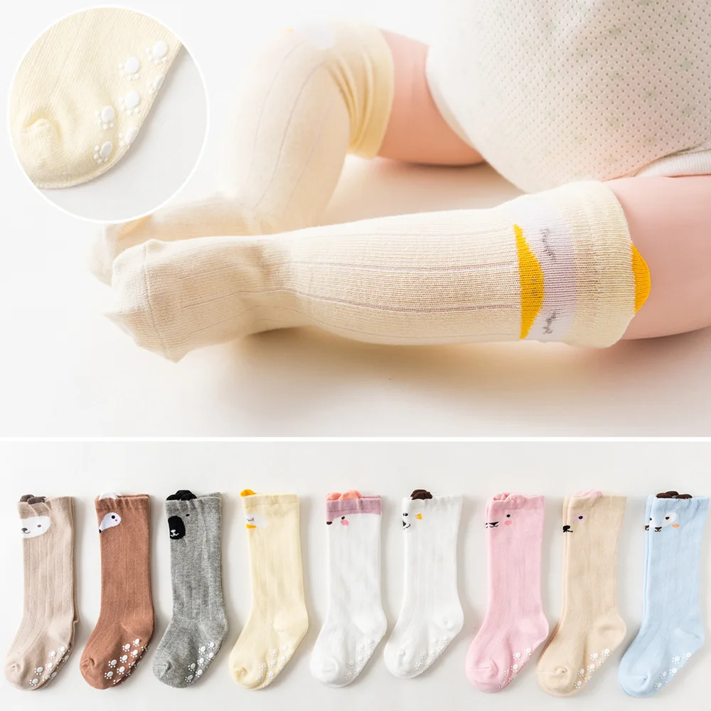 

3 Pairs 0-3 Years Children's Socks Spring Autumn Cartoon Baby Socks Cotton Newborn Knee High Socks Baby Non-slip Socks KF867