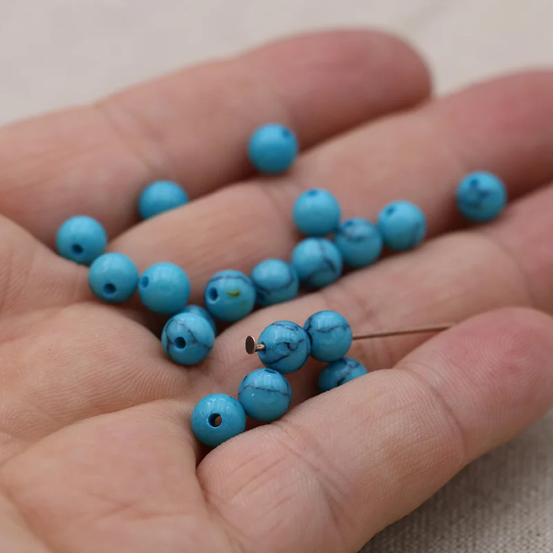 

40pcs 6mm Blue Stone Round Loose Beads for Jewelry Making Bracelet Accessories Necklace DIY Handmade Jewelry Craft