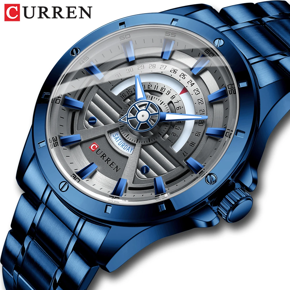 

CURREN NEW Fashion Casual Quartz Stainless Steel Watches Date and Week Clock Male Creative Branded Wristwatch for Mens