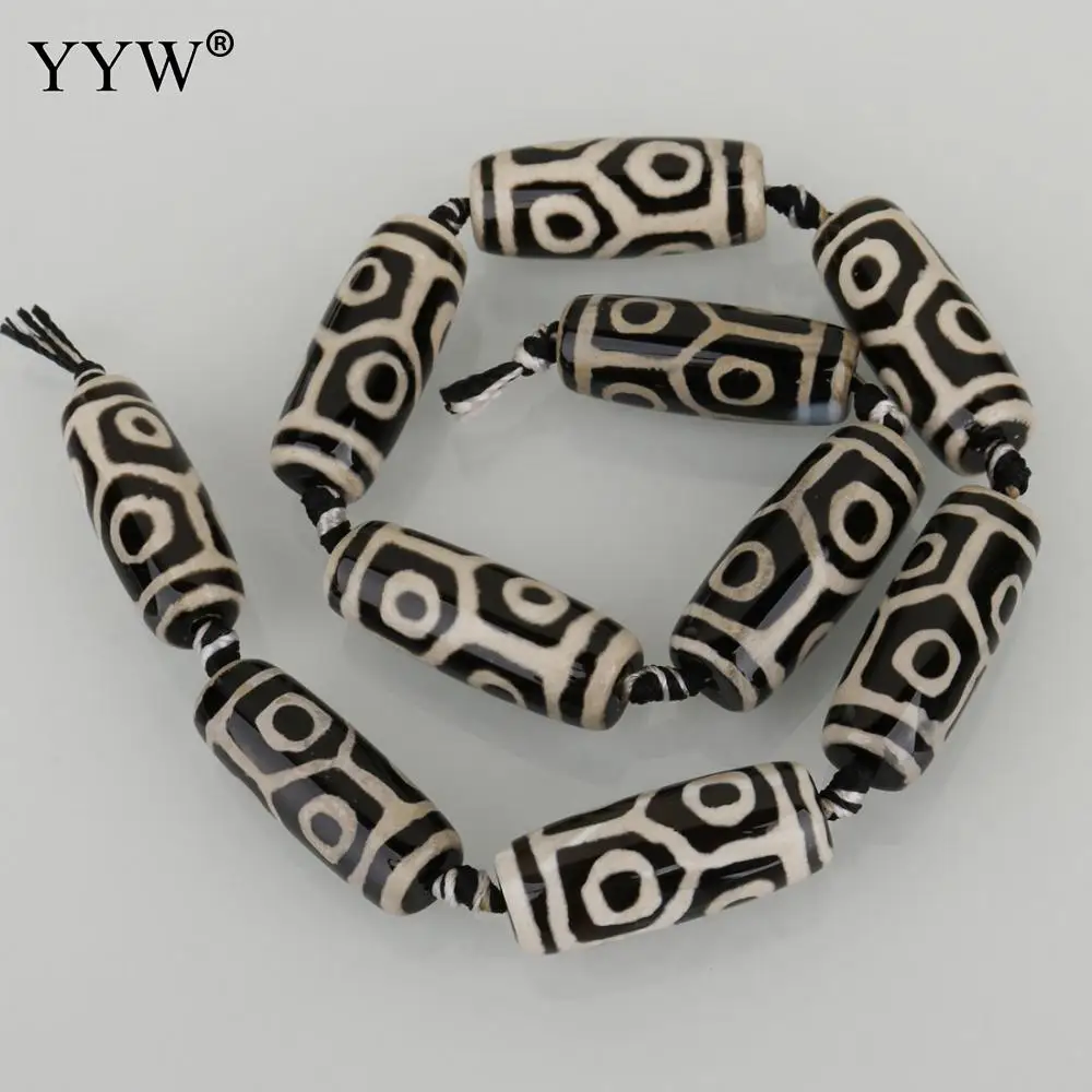 

10PCs/Strand Natural Tibetan Agates Dzi Beads white and black Stone Sixed Eyed Sold Per Approx 14.5 Inch Strand