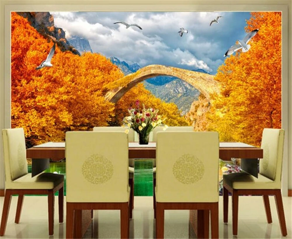Большой заказ обои красивые осенние кленовое дерево ТВ Фон Гостиная Спальня