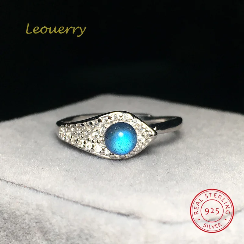 Женское кольцо с лабрадоритом Leouerry Открытое из стерлингового серебра 925 пробы