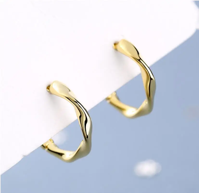 

925 Sterling Silver Circle Piercing Stud Earrings For Women Girls Punk Jewelry Pendientes eh1086