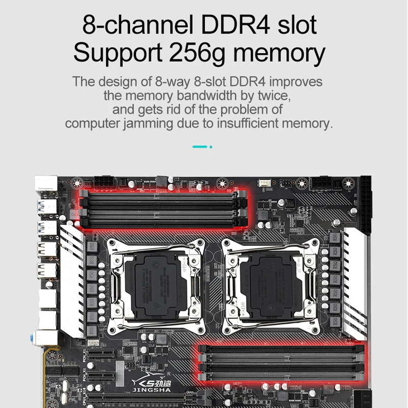 Online JINGSHA X99 Dual F2 Motherboard Unterstützung LGA2011-3 Inter Xeon E5 V3 8 * DDR4 1600/1866/2133/2400MHz ECC REG RAM 10 * SATA 3,0 M.2 SSD