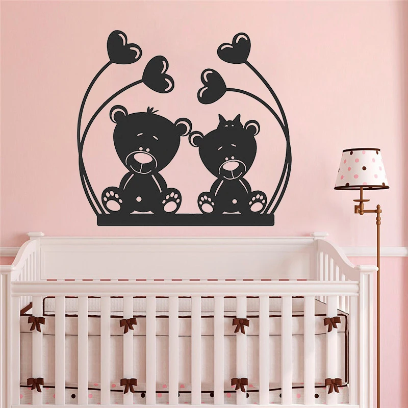 Виниловые украшения для стен в виде мишки тедди наклейки детской спальни детские