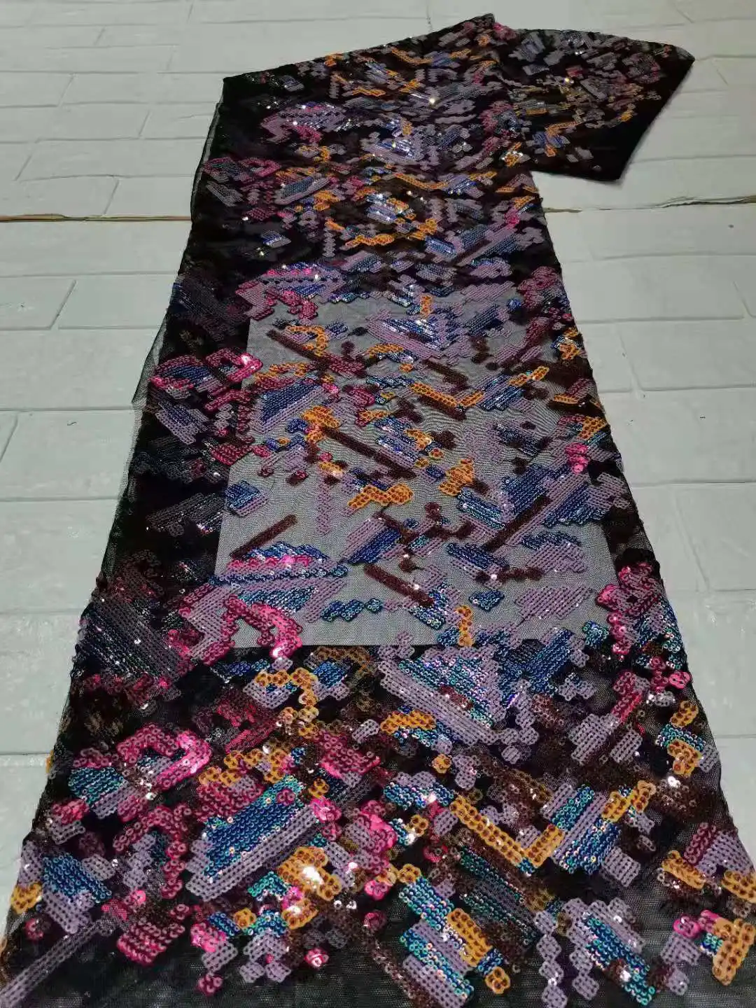 Высокое качество новый дизайн многоцветная вышивка блестками французская сетка