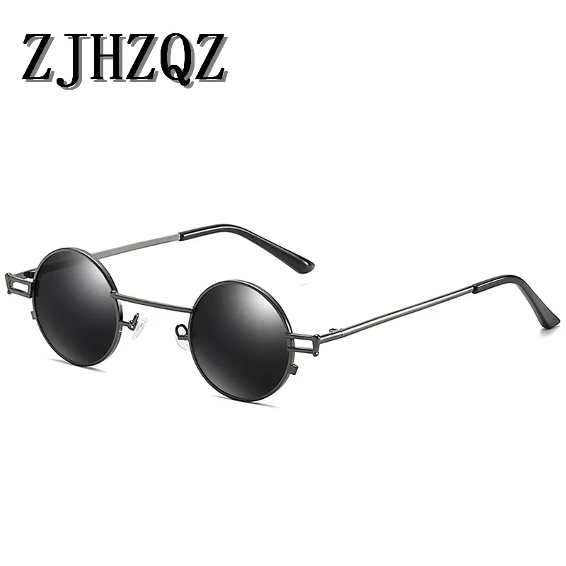 

ZJHZQZ Retro Round Polarized Metal Steampunk Vintage Sunglasses Mens Womens Coating Lens Silver Mirrored Eyewear SunGlasses