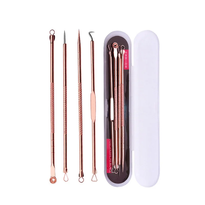 

4pcs Acne Blackhead Removal Needles Stainless Steel Pimple Spot Remover Comedone Cleaning Extractor Black Dots Blemish Cleaner