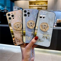 luxury diamond butterfly love flower case for iphone 11 12 13 pro max x xs max xr 7 8 plus se2020 with ring holder back cover