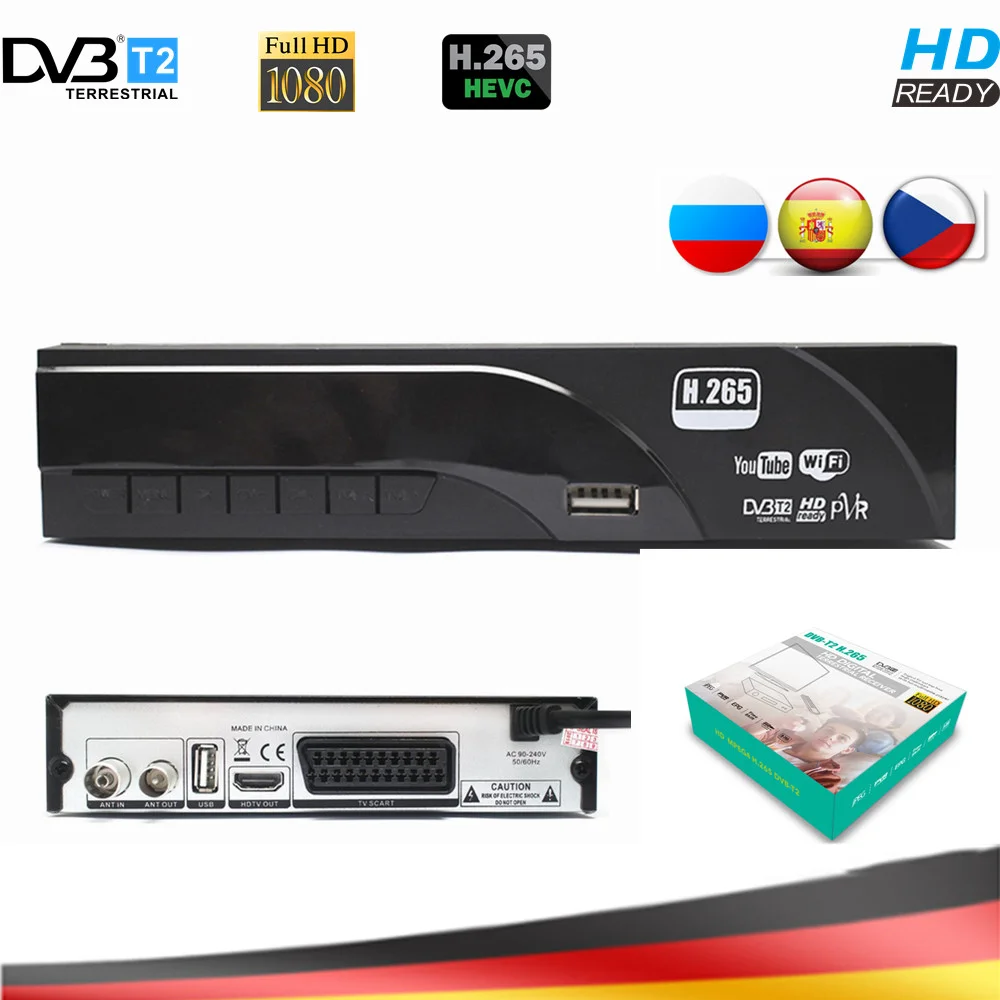 HD цифровой ТВ приемник DVB T2 T декодер для тюнера H.265 Youtube AC3 WI FI горячая Распродажа в