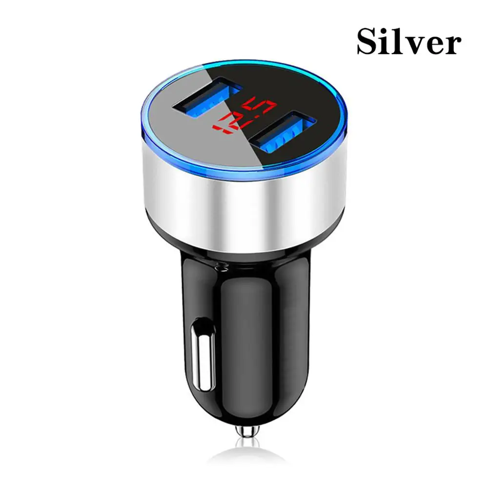 Silver 3.1A 5V двойной зарядное устройство USB с Отображение напряжения на светодиодном дисплее/текущий дисплей мобильного телефона автомобильное зарядное устройство для смартфона/планшета - Название цвета: Silver