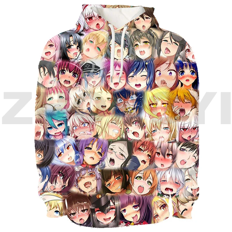 Худи Ahegao с 3D принтом топы Мультяшные худи Hentai мужской пуловер Senpai уличная одежда