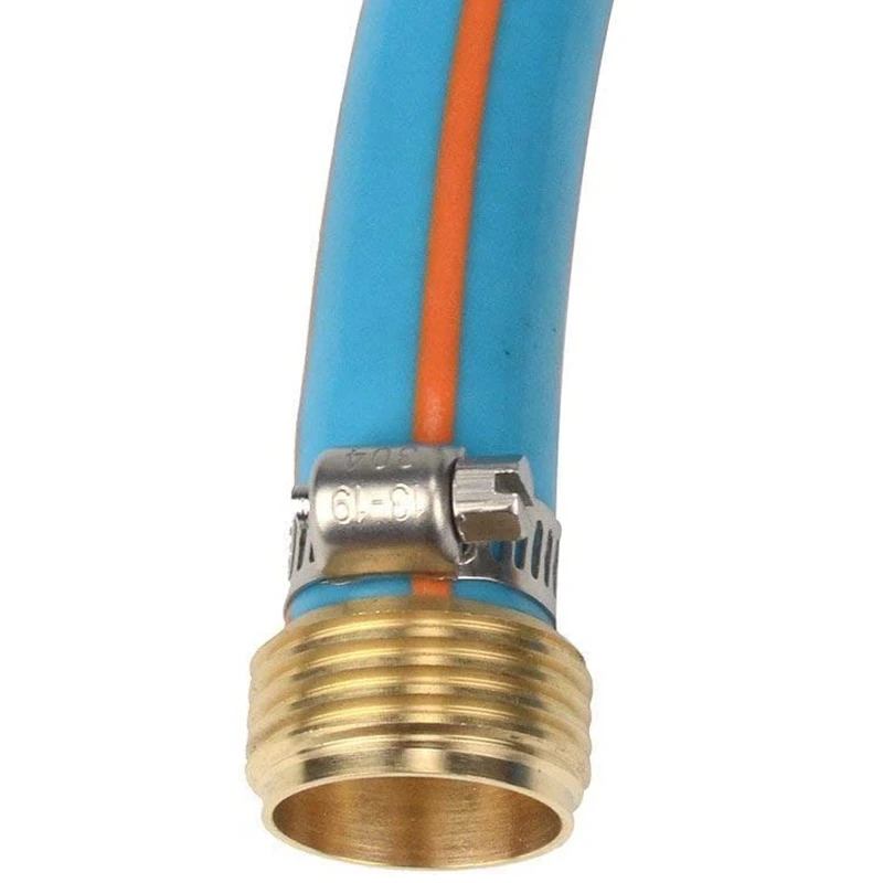 

3 Sets Brass 5/8 inch Garden Hose Mender End Repair Male Female Connectors with Stainless Clamp