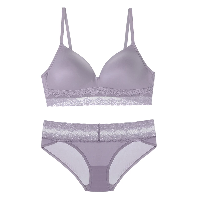 Комплект женского Бесшовного нижнего белья из мягкого гладкого кружевного