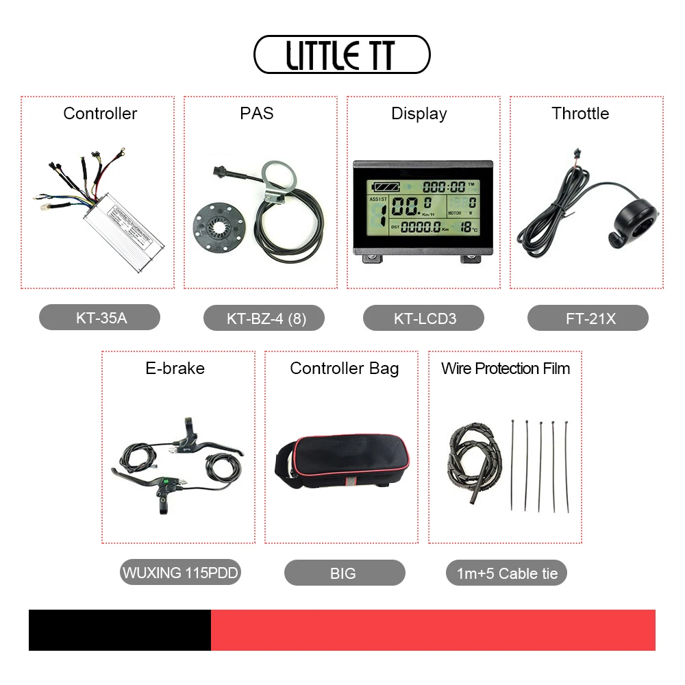 

LITTLE TT Electric Bicycle Accessories LED Display KT-35A Controller PAS Ebreak Thumb Throttle for Ebike DIY Conversion Kit Pa