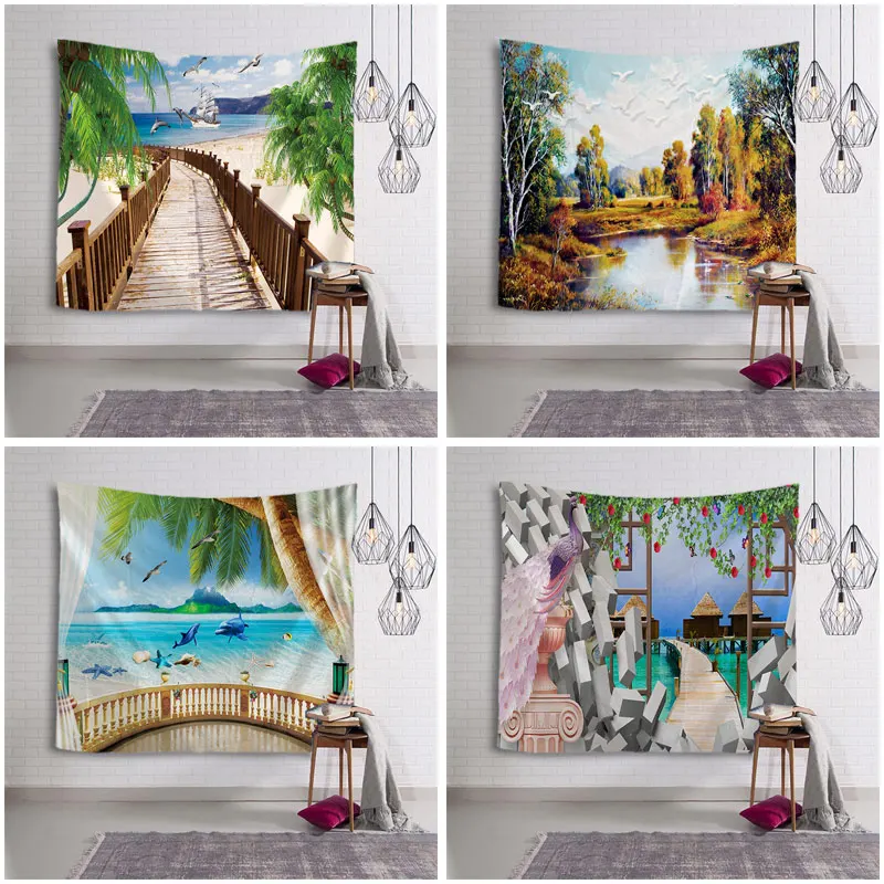 Красивый пейзаж на весну гобелен гостиная кровать комната печать домашний деко