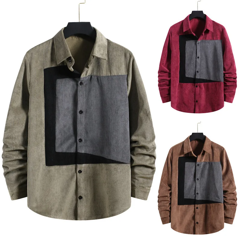 

Men Clothing 2021 Corduroy Long-sleeved Shirt Casual Fashion Plus Size Male Korean Shirt Camisas Para Hombre
