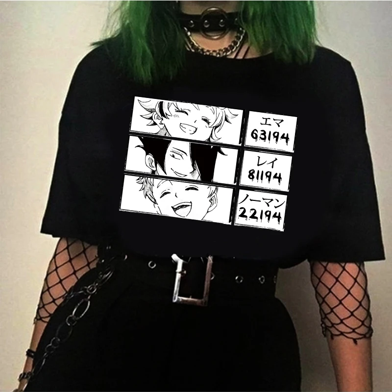 Футболка с коротким рукавом принтом японского аниме обетованная невельда Эмма