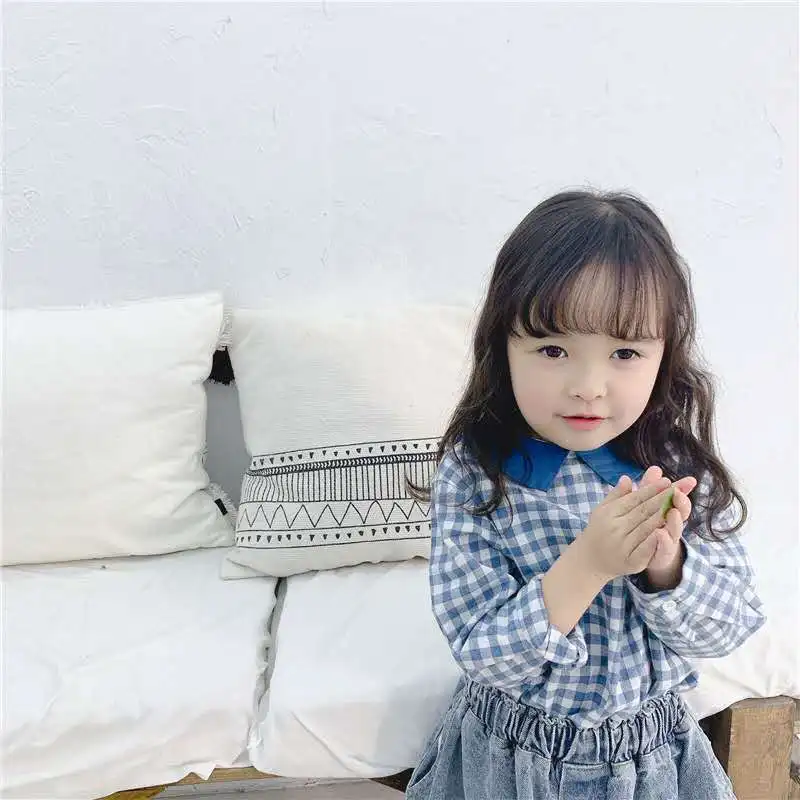Весна 2020 детская одежда новые продукты Корейская рубашка в клетку для