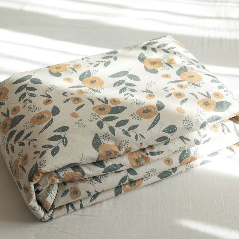 للبيع لحاف قطني صغير قابل للغسل بنمط الأزهار ، غطاء ناعم مسامي لمكيف الهواء ، للألحفة المطبوعة