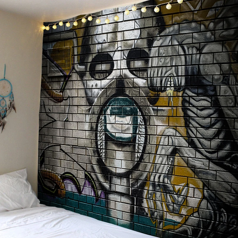 

Skull, Street Painting, Tapestry Wall Hanging Art Deco Blanket Curtain Hanging At Home Bedroom Living Room Decoration