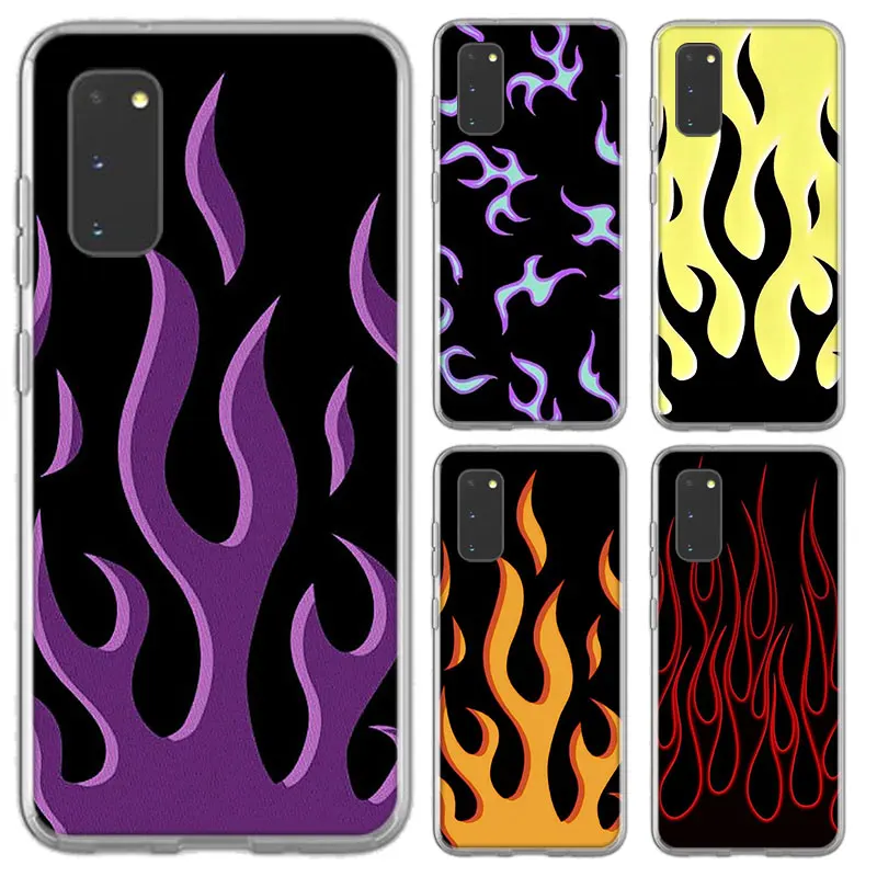 

Fashion Flame Pattern Case For Samsung Galaxy S30 S21 S20 Ultra 5G S10E S10 S9 S8 Plus + Soft TPU Transparent Cover Coque