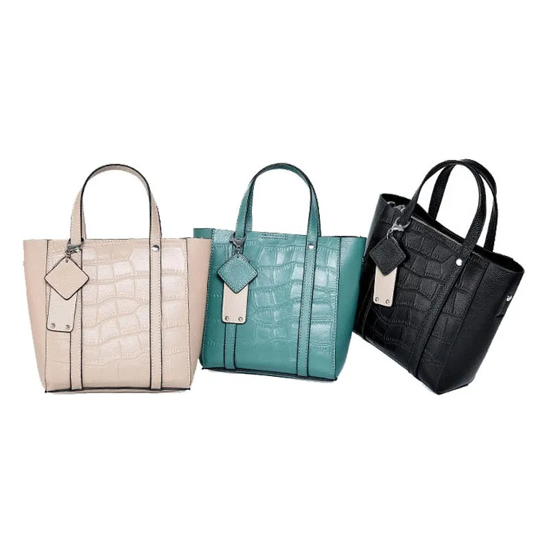 

Crocodile Pattern Genuine Leather Women Shoulder Bags 2021 Mini Lady Crossbody Bag Cow Leather Bucket Bag Small Lady Tote Purse