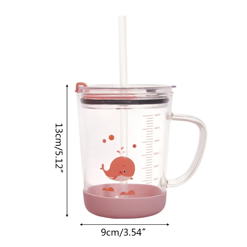 

350ml Milk Cup with Cover Handle Straw Kids Infants Baby Toddler Learning Training Drinkware Sippy Water Bottle