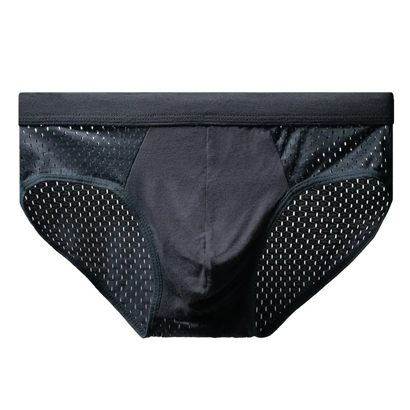 

Briefs Men's Ice Silk Ultra-Thin Low Waist Mesh Breathable Traceless One-Piece Underwear