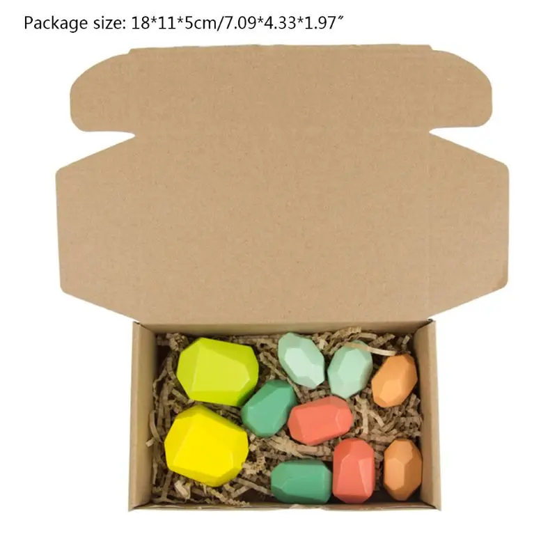 

10 Pcs Children Wooden Colored Stone Stacking Game Building Block Kids Creative Educational Toy