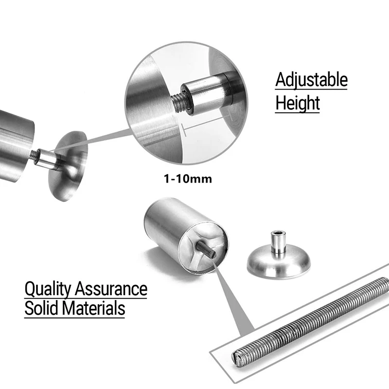 

4 Pieces of Adjustable Stainless Steel Sofa Legs to Replace Furniture Legs, Chairs, Tables, and Cabinet Legs 15cm