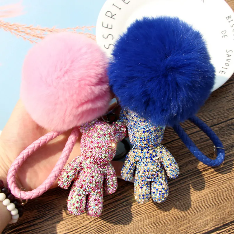 Полная фотография оригинальная Бриллиантовая кукла с милым медведем подвеска