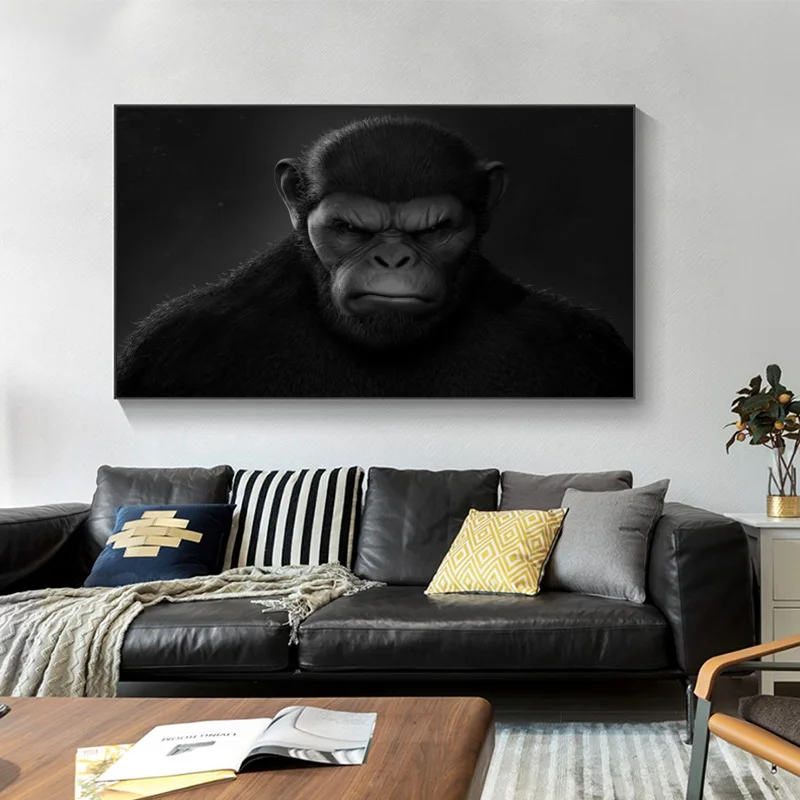Современное настенное искусство с животными черный крутой плакат гориллы
