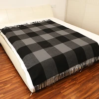 autumn and winter 2020inner mongolia woollen comfortable plaid home blanket with tassel super large shawl air conditioning shawl