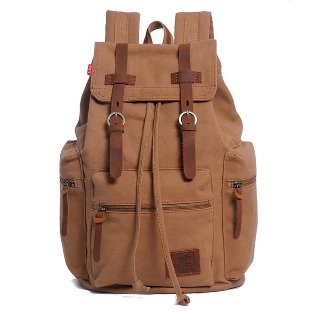 

Vintage Fashionable Solid Color Men Women Travel Canvas Backpack Rucksack Camping Laptop Hiking School Book Bag