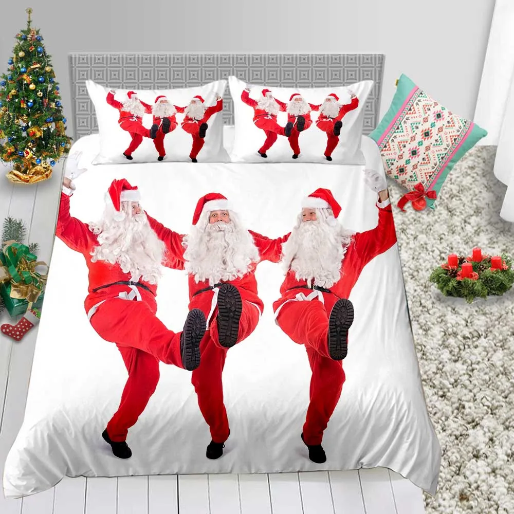 

Perfect Gift Bedding Set Christmas Santa Claus Bedding Suit for Kids 3D Print Snow with Pillowcase of Bedding Cover Suit