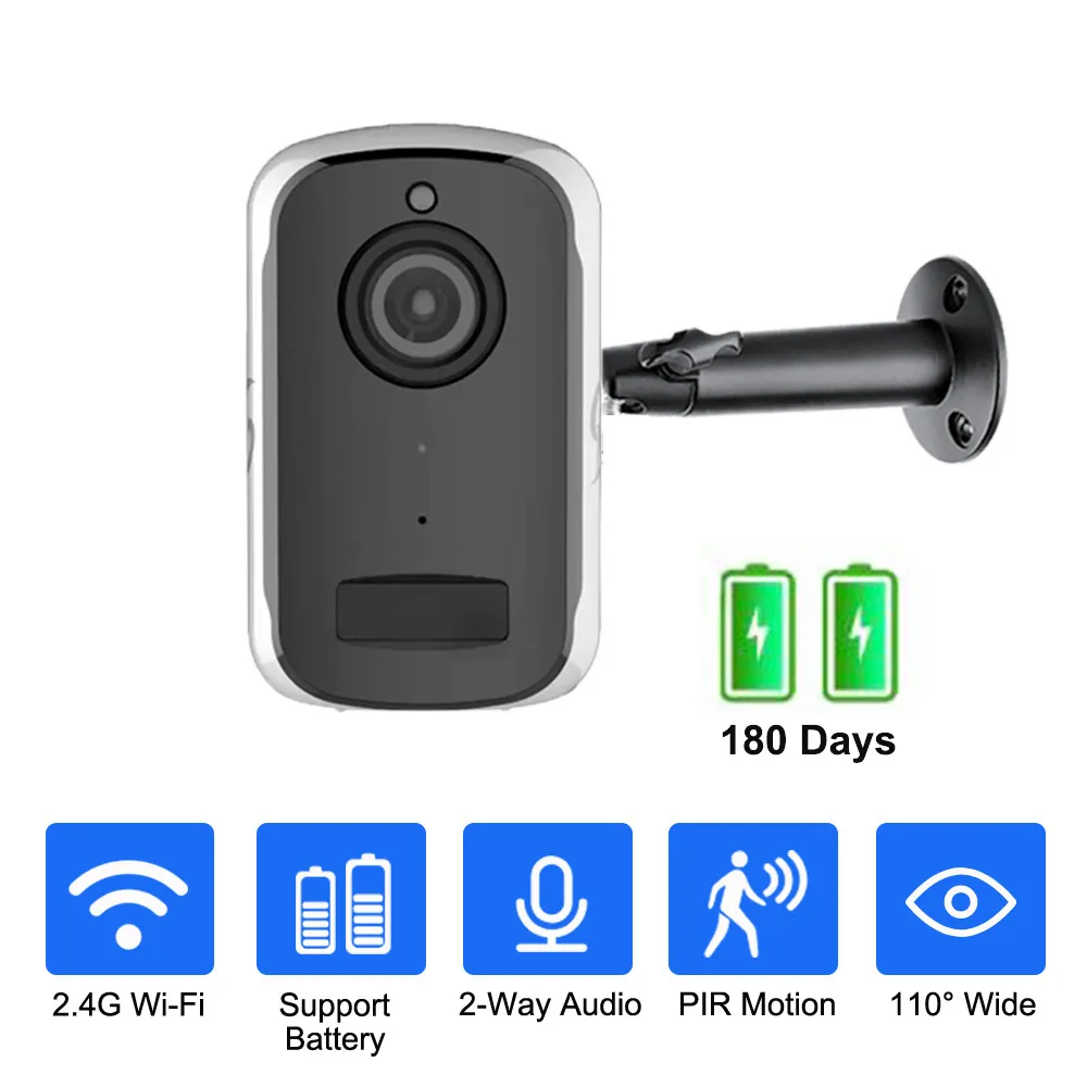 Wifi камера с питанием от аккумулятора 1080P 2.0MP наружная IP камера беспроводная камера наблюдения Домашняя безопасность Водонепроницаемая PIR двухсторонняя аудио