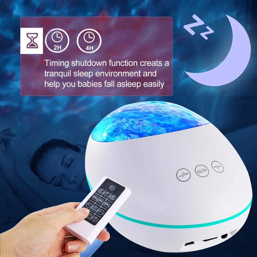 Новейший проектор волны океана Мини Bluetooth 5,0 динамик 12 Светодиодный 8 цветов ночник дистанционное управление 8 Музыка новинка подарок для малышей