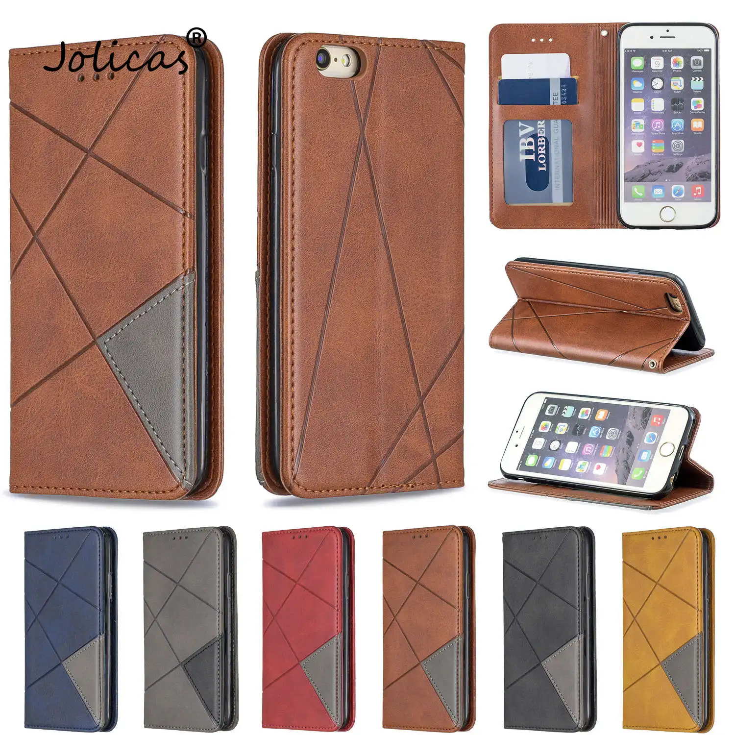 Геометрические чехлы бумажники с откидной крышкой для сотового iPhone 6